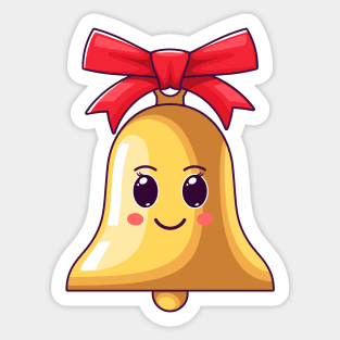 Cartoon Kawaii Golden Bell with Smile Sticker